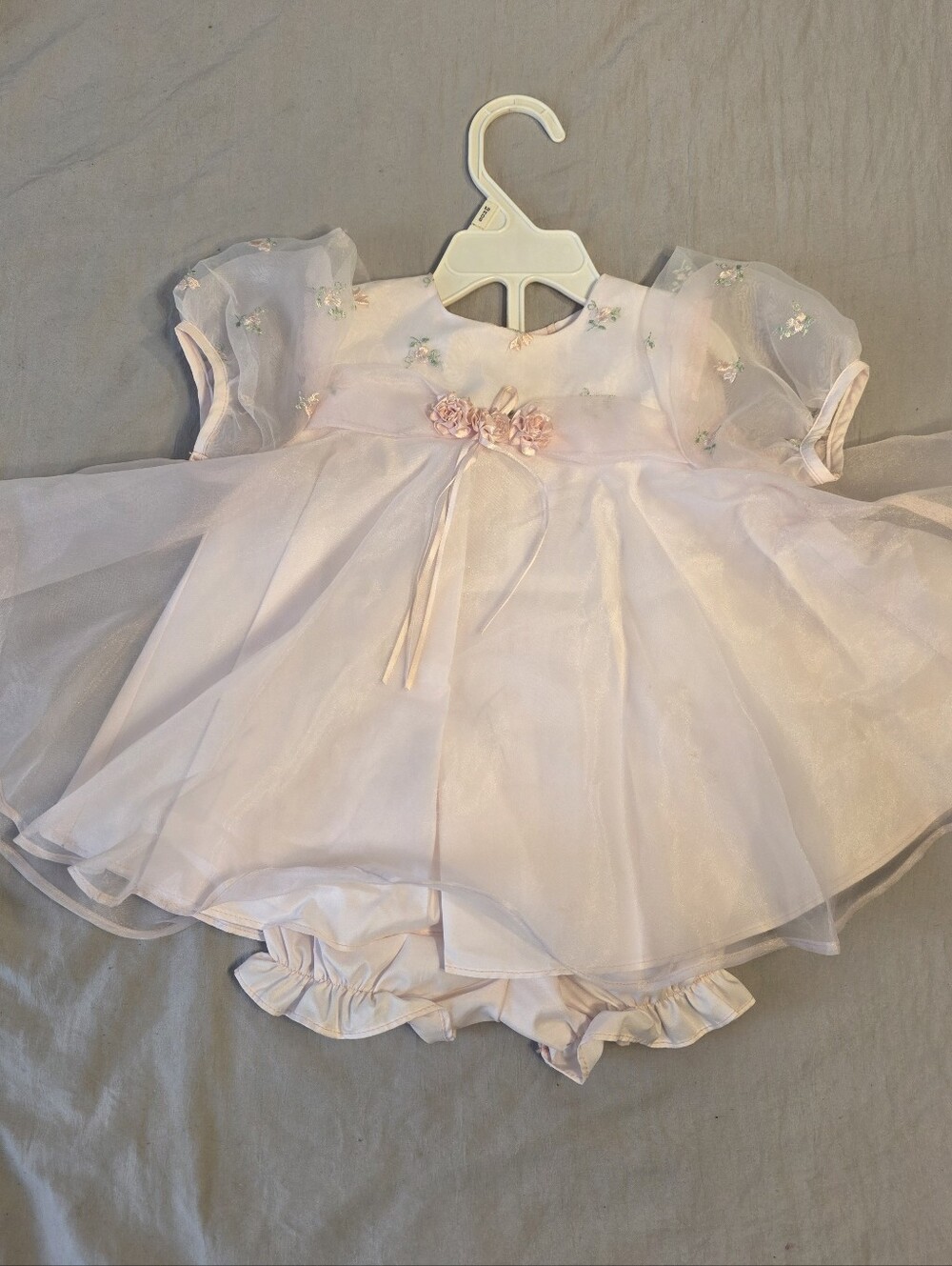 Jessica Ann Baby Dress with Floral Accents with Matching Bottoms